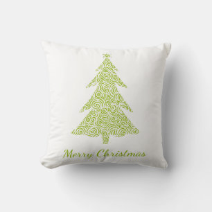 Frohe Weihnachten, hellgrüner Weihnachtsbaum Kissen