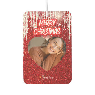 Frohe Weihnachten Herz Personalisiert Foto Name Autolufterfrischer