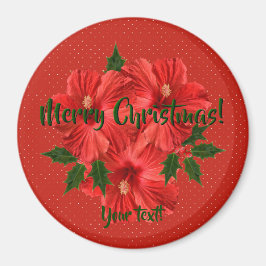Frohe Weihnachten Hibiskus Holly Holiday Red & Gre Magnet