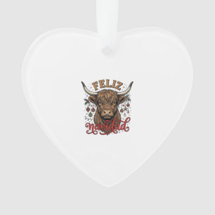 Frohe Weihnachten Highland-Kuh Vintage-Weihnachts- Ornament