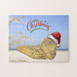 Frohe Weihnachten Hilton Head Insel Karte & Strand Puzzle