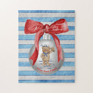 Frohe Weihnachten Hilton Head Island Bear Ornament Puzzle