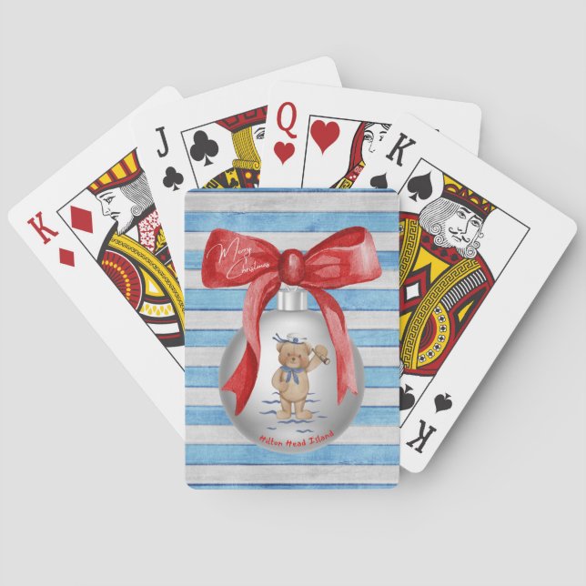 Frohe Weihnachten Hilton Head Island Bear Ornament Spielkarten (Rückseite)