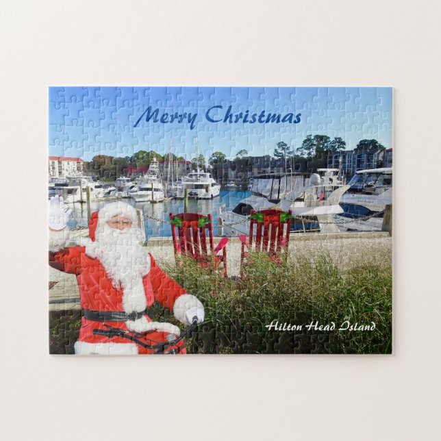 Frohe Weihnachten Hilton Head Island Hafen Stadt Puzzle (Horizontal)
