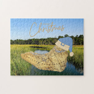 Frohe Weihnachten Hilton Head Island Map Marshland Puzzle