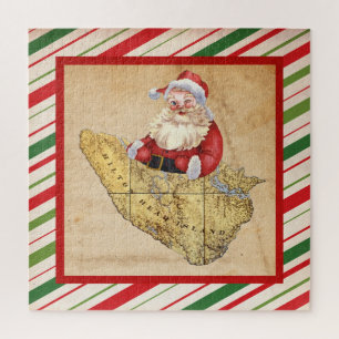 Frohe Weihnachten Hilton Head Island Map mit Santa Puzzle