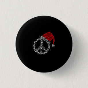 Frohe Weihnachten Hippies Symbol Santa Claus Hat Button