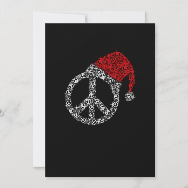 Frohe Weihnachten| Hippies Symbol Santa Claus Hat Dankeskarte (Vorderseite)