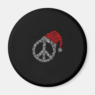 Frohe Weihnachten   Hippies Symbol Santa Claus Hat Magnet