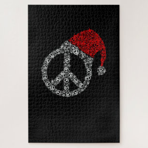 Frohe Weihnachten Hippies Symbol Santa Claus Hat Puzzle