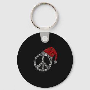 Frohe Weihnachten Hippies Symbol Santa Claus Hat Schlüsselanhänger