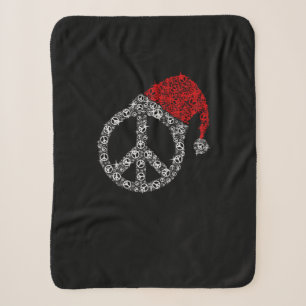 Frohe Weihnachten Hippies Symbol Santa Claus Hat Sherpadecke
