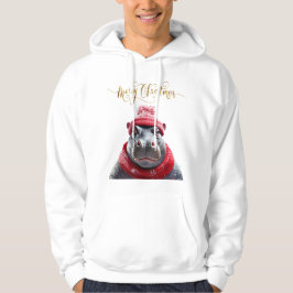 Frohe Weihnachten Hippo Beanie und Schal Hoodie