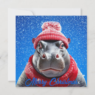 Frohe Weihnachten Hippo Weihnachtsmannmütze und Sc