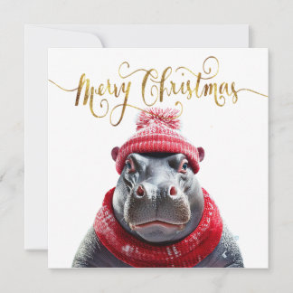 Frohe Weihnachten Hippo Weihnachtsmannmütze und Sc
