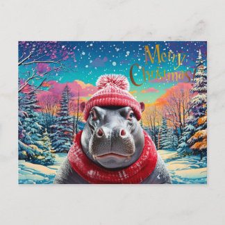 Frohe Weihnachten Hippo Weihnachtsmannmütze und Sc