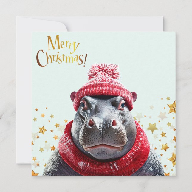 Frohe Weihnachten Hippo Weihnachtsmannmütze und Sc (Vorderseite)