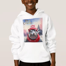 Frohe Weihnachten Hippo Weihnachtsmannmütze und Sc