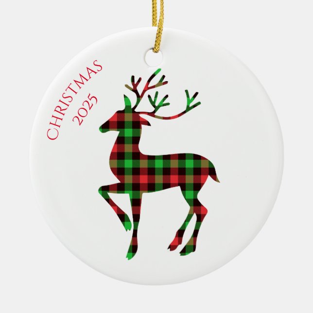 Frohe Weihnachten Hirsch Keramik Ornament (Vorne)