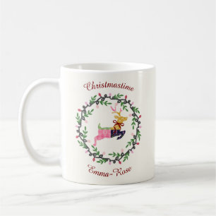 Frohe Weihnachten Hirsch mit Kranz Anpassen Kaffeetasse