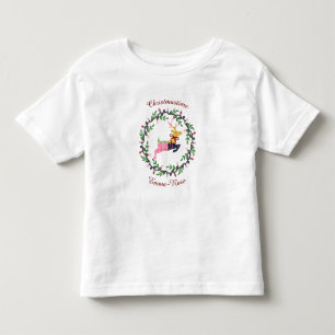 Frohe Weihnachten Hirsch mit Kranz Anpassen Kleinkind T-shirt