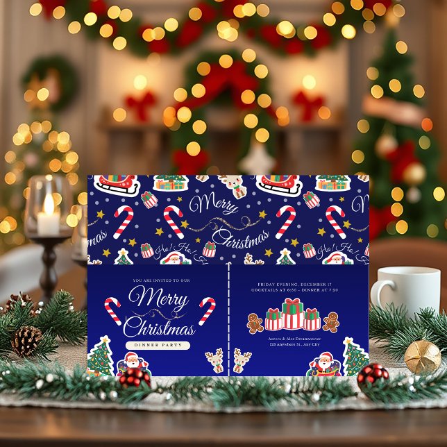 Frohe Weihnachten, HO!HO!HO! Custom Blue Einladung (Von Creator hochgeladen)