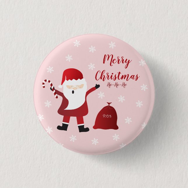 Frohe Weihnachten Ho Ho Ho Santa Claus Button (Vorderseite)