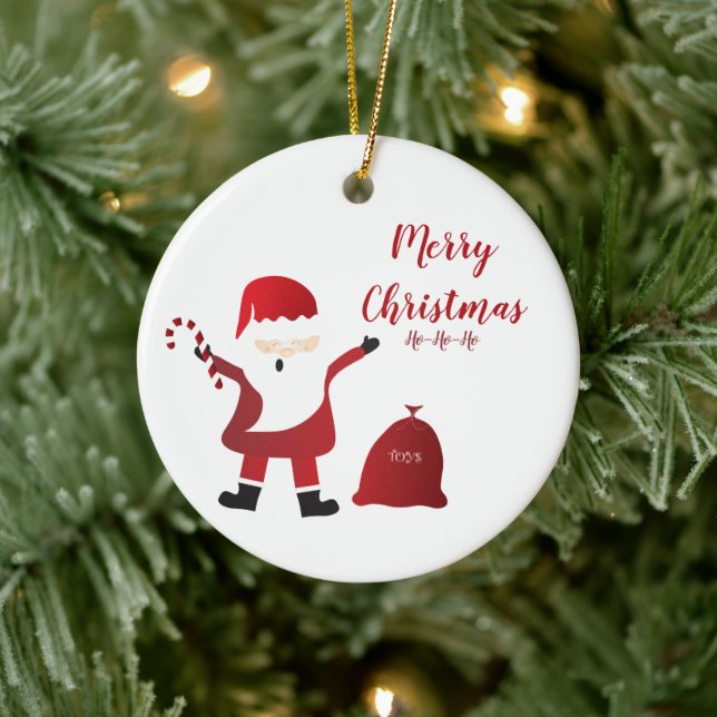 Frohe Weihnachten Ho Ho Ho Santa Claus Keramik Ornament (Baum)