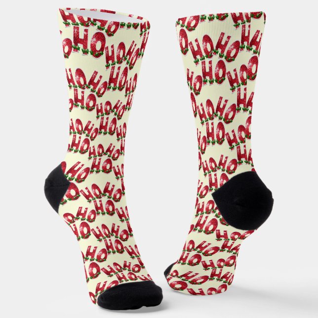 Frohe Weihnachten, Ho, Ho, Ho Socken (Gewinkelt)