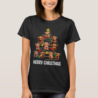 Frohe Weihnachten Hochland Kuh Western Xmas Tree P T-Shirt