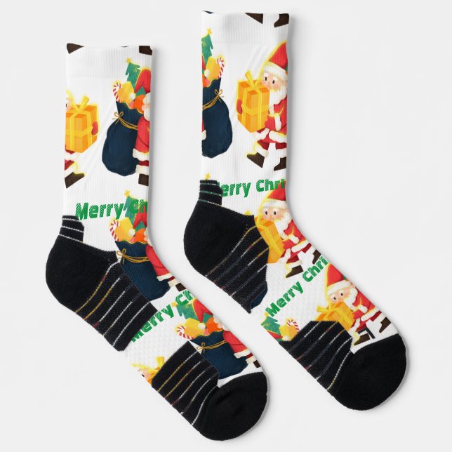 Frohe Weihnachten Hochleistungs-Athletik-Crew Socken (Rechts)