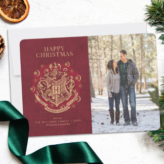 Frohe Weihnachten | HOGWARTS™ Wappen Family Foto Einladung