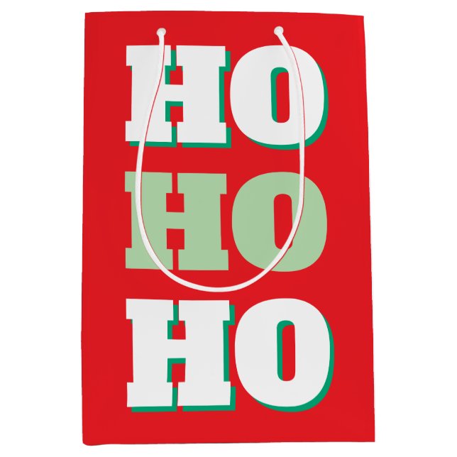 Frohe Weihnachten HoHoHo Party Minimalistisch Schl Mittlere Geschenktüte (Vorderseite)