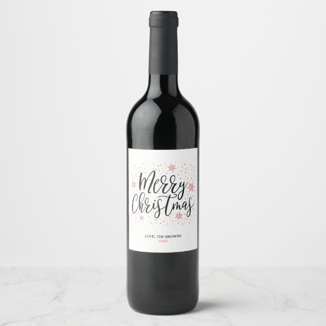Frohe Weihnachten | Holiday Gift Custom Wine Label Weinetikett (Vorderseite)