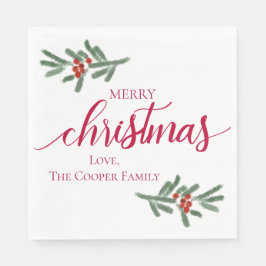 Frohe Weihnachten- Holly-Beeren, Fichte Serviette