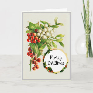 Frohe Weihnachten Holly Beeren Vintage Karte