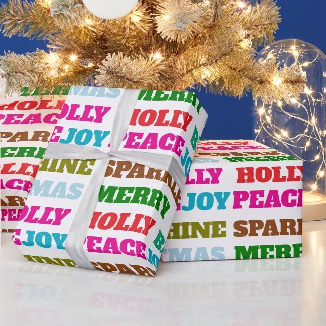 Frohe Weihnachten Holly Berry Jolly Peace Liebe Jo Geschenkpapier (Feiertage)