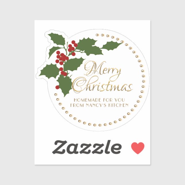 Frohe Weihnachten Holly & Berry Label Food Geschen (Blatt)