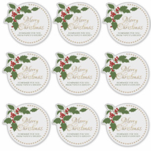 Frohe Weihnachten Holly & Berry Label Food Geschen