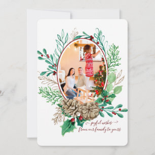 Frohe Weihnachten Holly Berry Pine Krondrama Foto