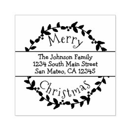 Frohe Weihnachten Holly Berry Wreath Rücksendeadre Gummistempel