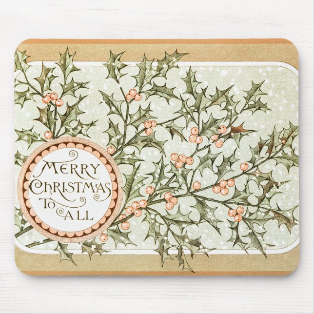 Frohe Weihnachten Holly Classic Vintag Holiday Mousepad (Vorne)