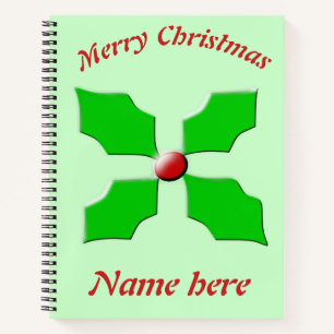 Frohe Weihnachten Holly Custom Spiral Notebook Notizbuch