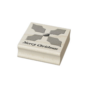 Frohe Weihnachten Holly Custom Wood Art Briefmarke Gummistempel
