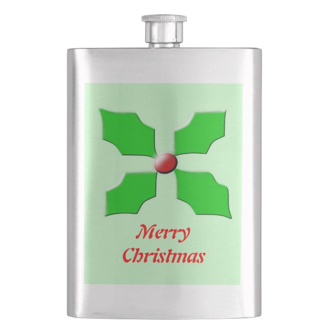 Frohe Weihnachten Holly Flasks Flachmann (Vorderseite)