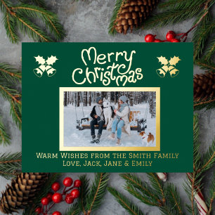 Frohe Weihnachten Holly Foto Foil Holiday Post Car Folien Feiertagspostkarte