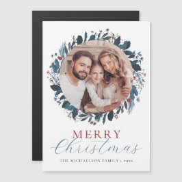 Frohe Weihnachten Holly Foto Holiday Magnet Card