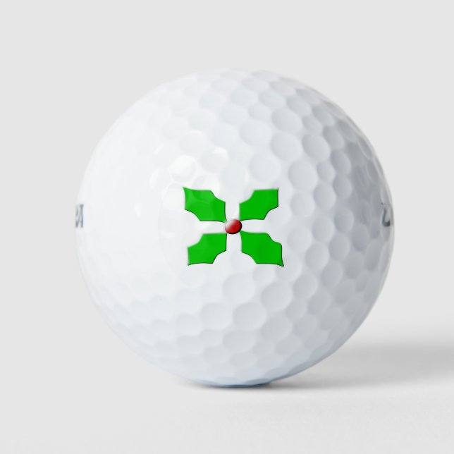 Frohe Weihnachten Holly Golf Ball (Vorderseite)