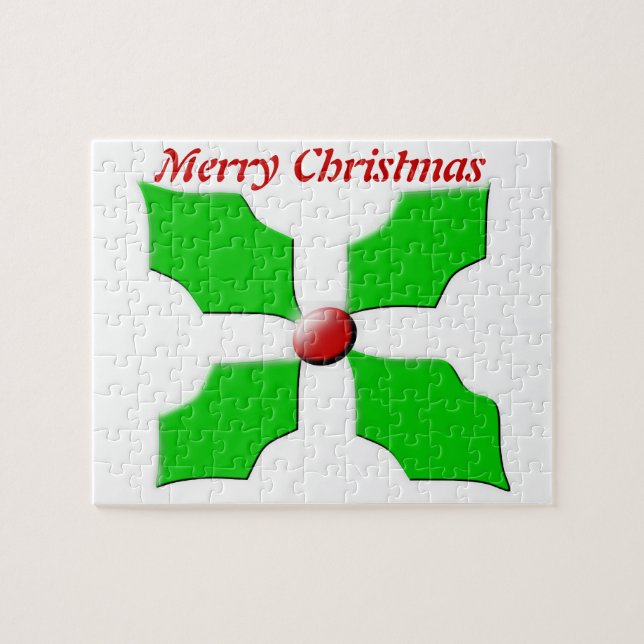 Frohe Weihnachten Holly individualisierbare Puzzle (Horizontal)