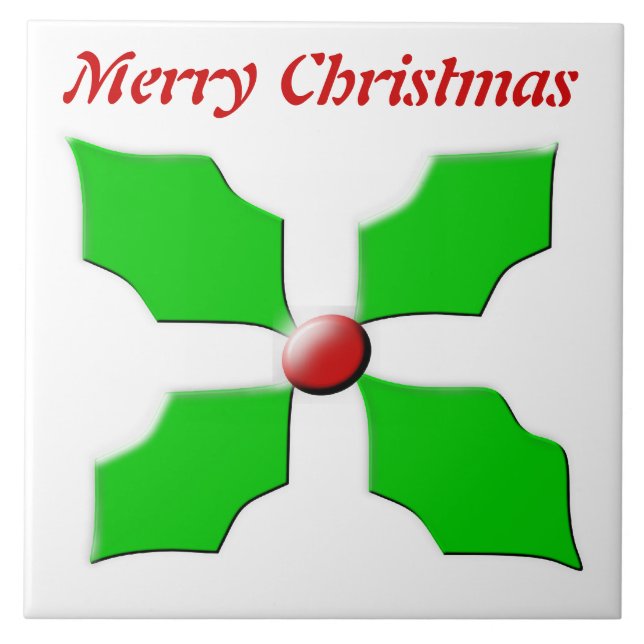 Frohe Weihnachten Holly individualisierbare Tile Fliese (Vorderseite)